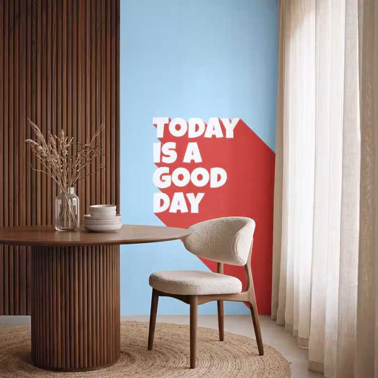 Behang - Today is a good day - Rood - lichtblauw — 4