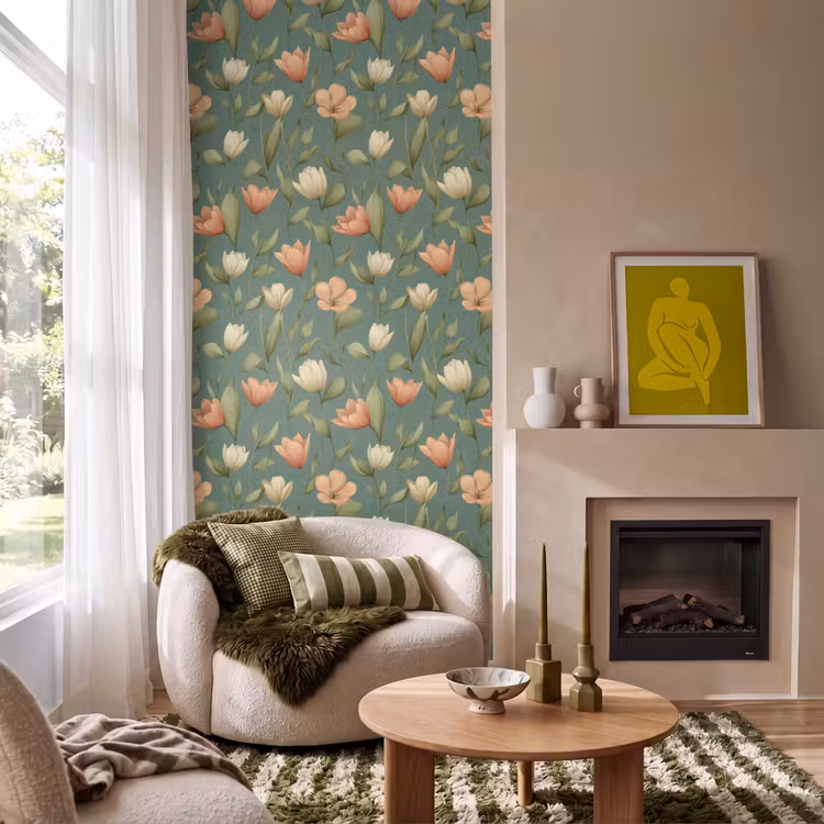 Behang - Tulpen - Botanisch - Groen — 1