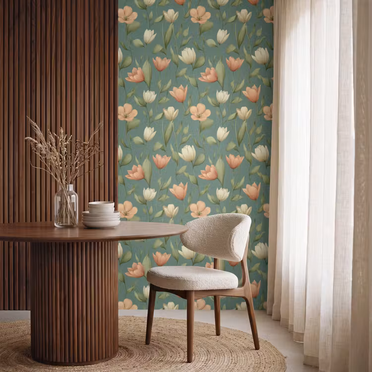 Behang - Tulpen - Botanisch - Groen — 4