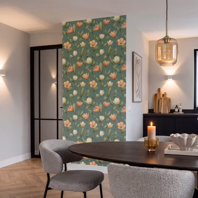 Behang - Tulpen - Botanisch - Groen — 5
