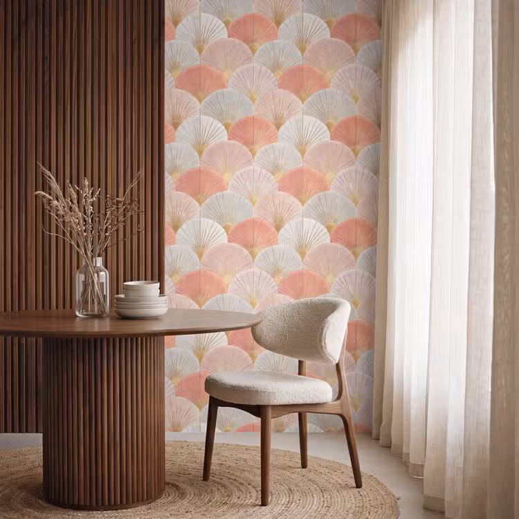 Behang - Waaiers - Goud - Roze — 4