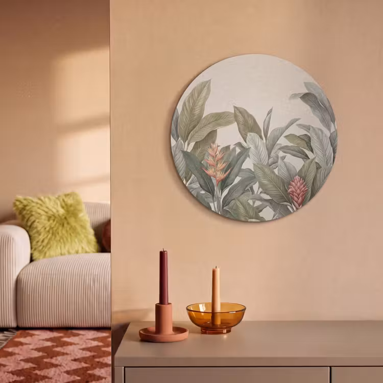 Akoestisch schilderij rond - Tropisch - Planten - Modern - Groen — 2