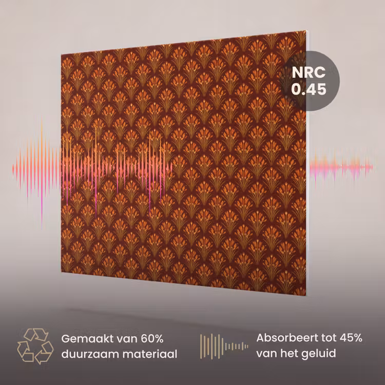 Akoestisch schilderij - Waaiers - Art Deco - Botanisch - Roestbruin - Oranje — 3