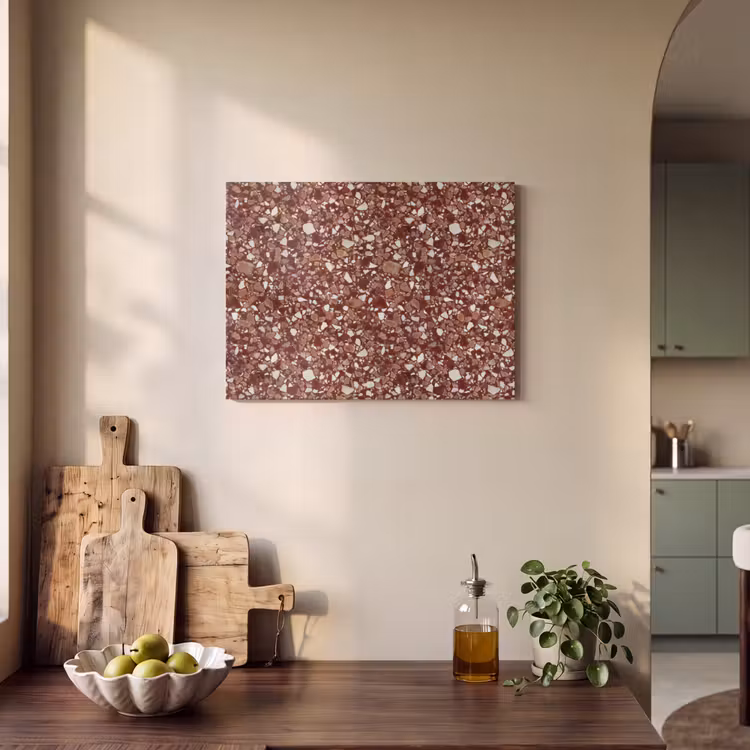 Akoestisch schilderij - Terrazzo - Patroon - Steentextuur - Roodbruin — 4