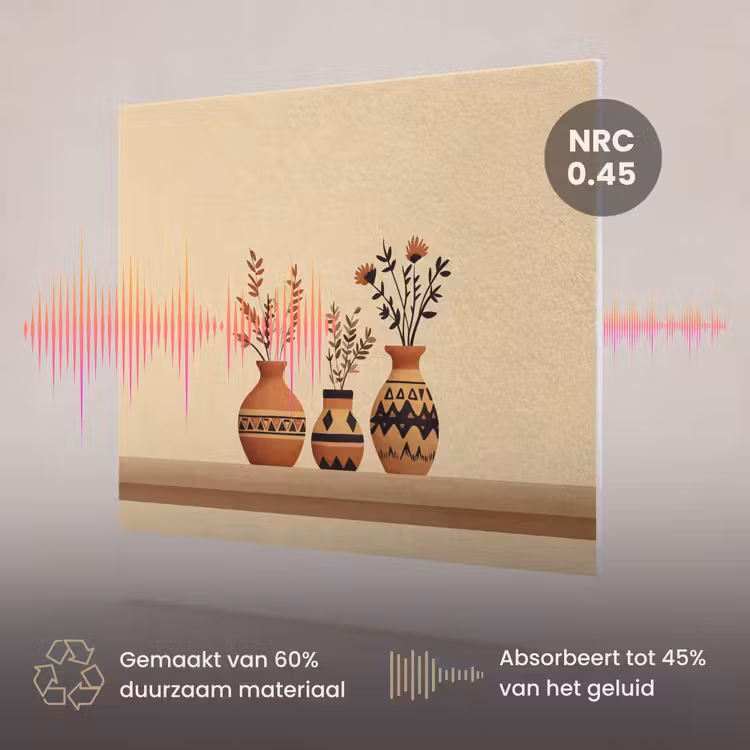 Akoestisch schilderij - Vazen - Bloemen - Bladeren - Minimalistisch — 3