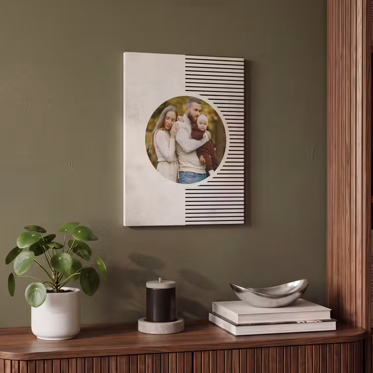 Akoestisch schilderij - Ronde foto met modern lijnpatroon — 6