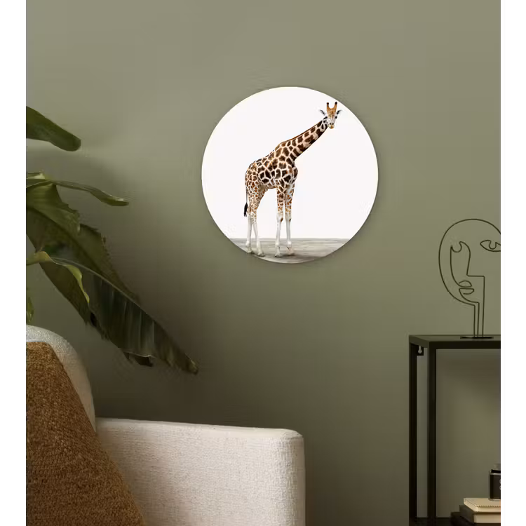Muurcirkel - Giraffe - Dieren - Witte achtergrond - Kinderen - Jongen - Meisje — 3