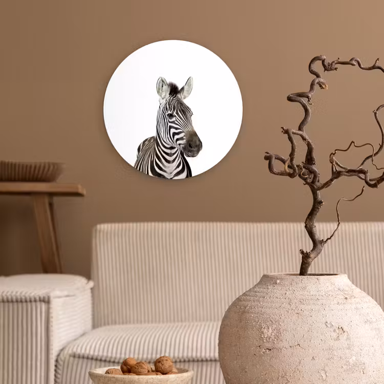 Muurcirkel - Dieren - Zebra - Kinderen - Wit - Portret- Meisjes — 2