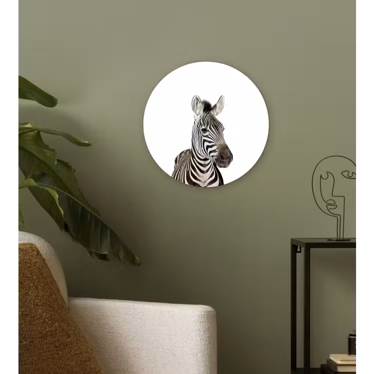 Muurcirkel - Dieren - Zebra - Kinderen - Wit - Portret- Meisjes — 3