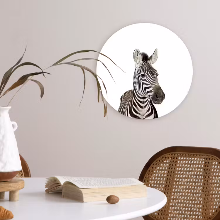 Muurcirkel - Dieren - Zebra - Kinderen - Wit - Portret- Meisjes — 4