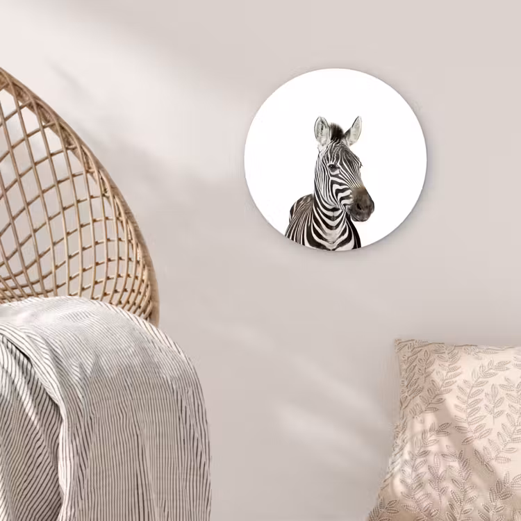 Muurcirkel - Dieren - Zebra - Kinderen - Wit - Portret- Meisjes — 5