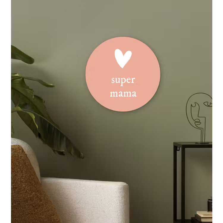 Muurcirkel - Presentje voor Moederdag super mama lichtroze/wit — 3