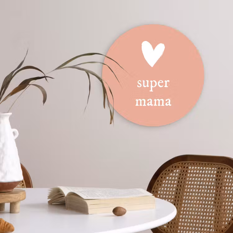 Muurcirkel - Presentje voor Moederdag super mama lichtroze/wit — 4