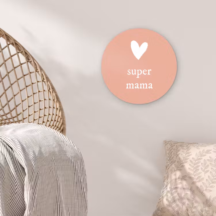 Muurcirkel - Presentje voor Moederdag super mama lichtroze/wit — 5