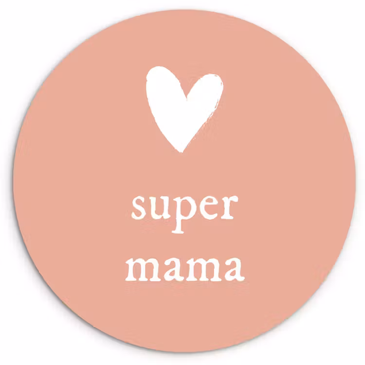 Muurcirkel - Presentje voor Moederdag super mama lichtroze/wit — 1