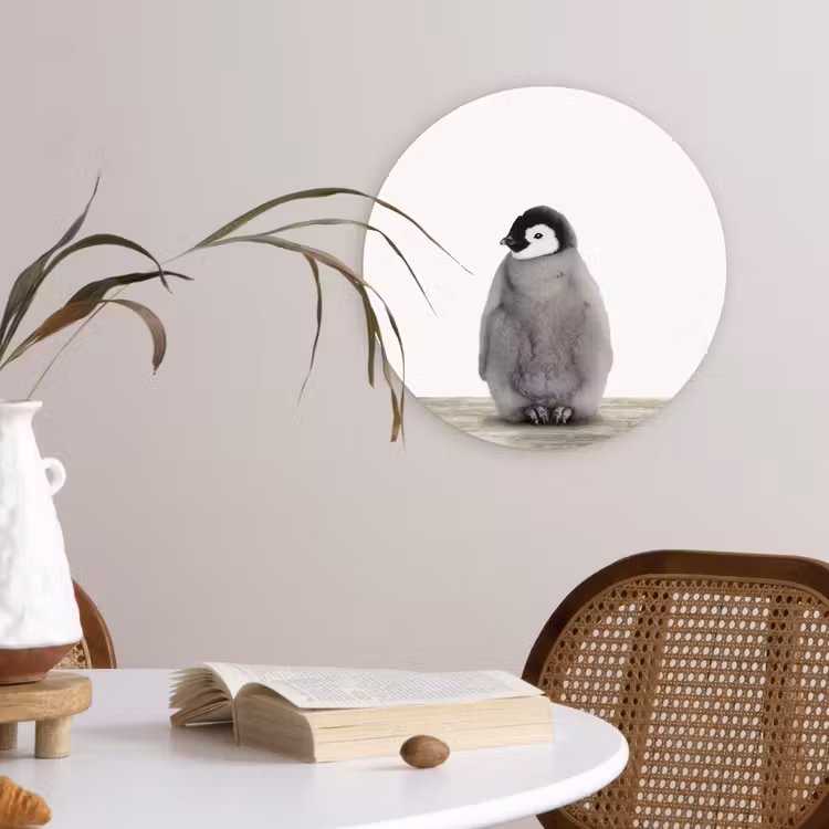 Muurcirkel - Kinderen - Pinguïn - Grijs - Dieren - Meisjes - Jongens — 4