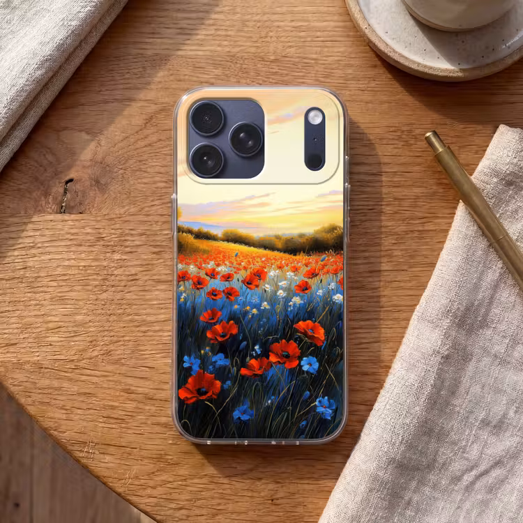 Telefoonhoesje Softcase - Klaproos - Bloemenveld - Kleurrijk — 2