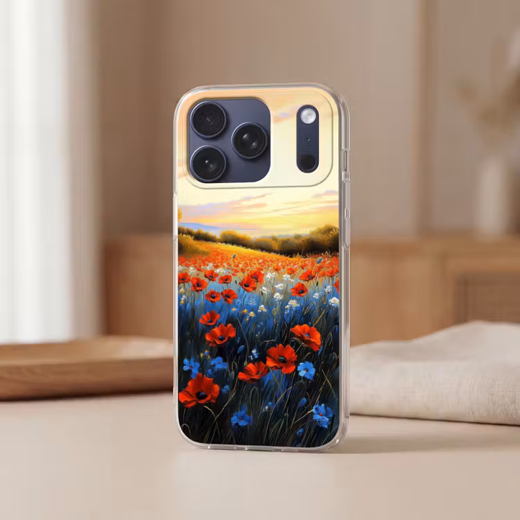 Telefoonhoesje Softcase - Klaproos - Bloemenveld - Kleurrijk — 3
