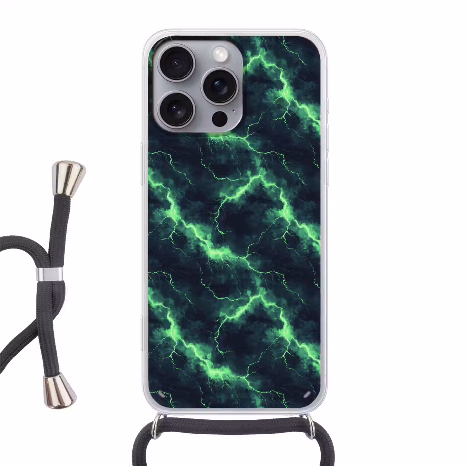 Telefoonhoesje met koord - Groen - Bliksem - Storm — 1