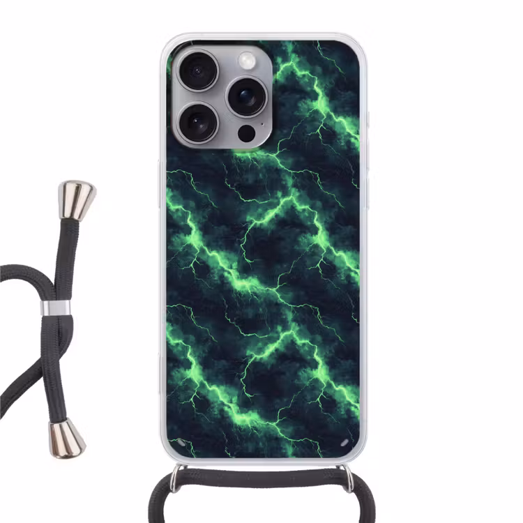 Telefoonhoesje met koord - Groen - Bliksem - Storm — 1