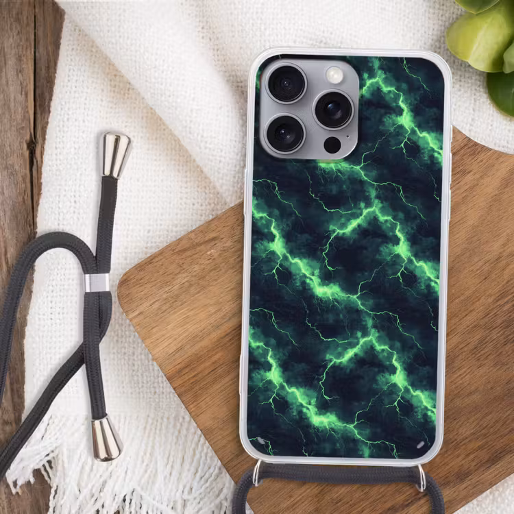 Telefoonhoesje met koord - Groen - Bliksem - Storm — 3