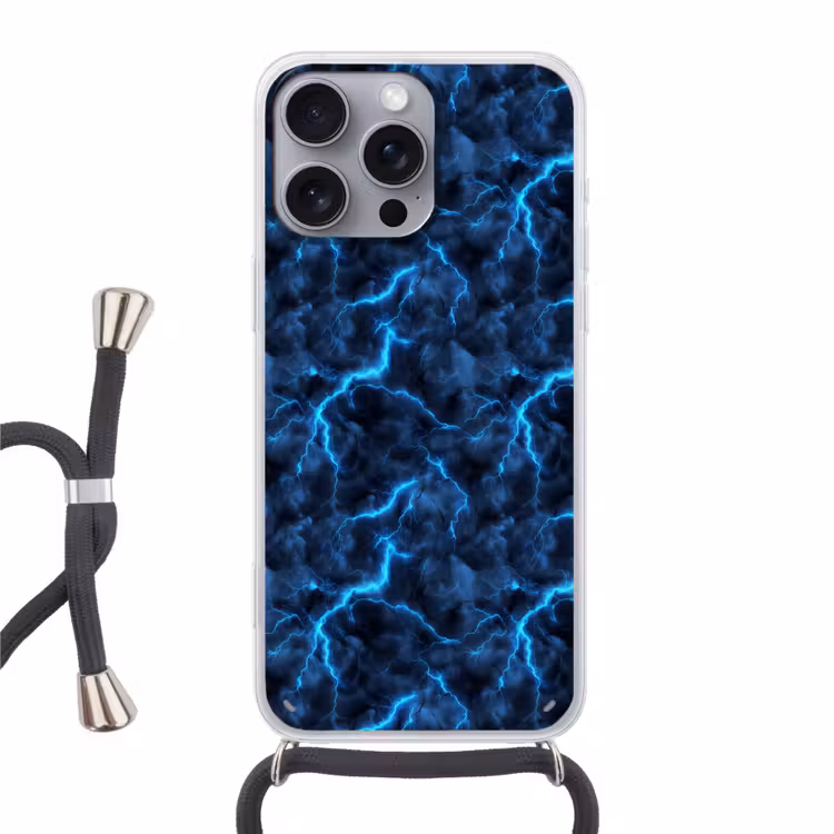 Telefoonhoesje met koord - Donker - Blauw - Bliksem — 1