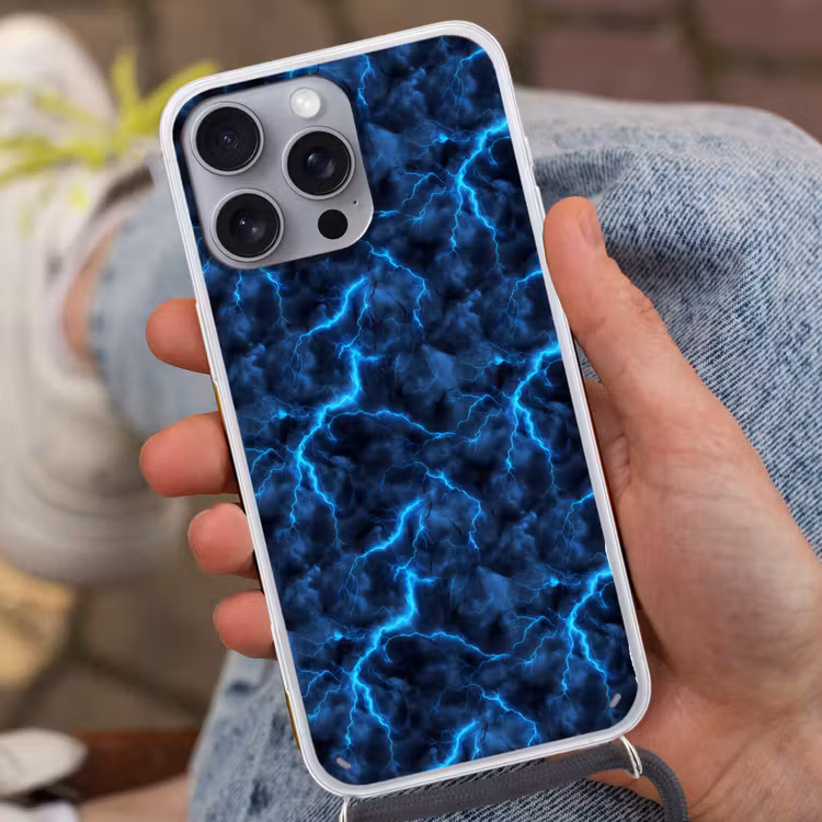 Telefoonhoesje met koord - Donker - Blauw - Bliksem — 2