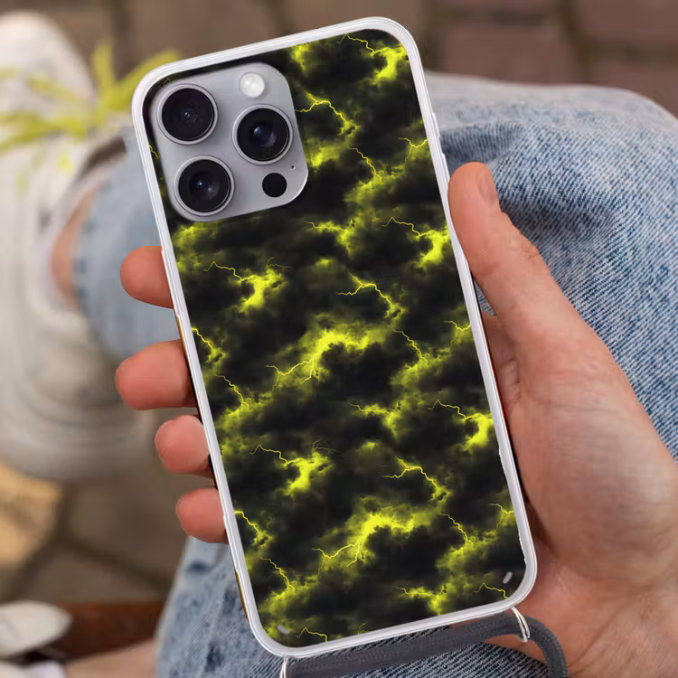 Telefoonhoesje met koord - Geel - Storm - Wolken — 2