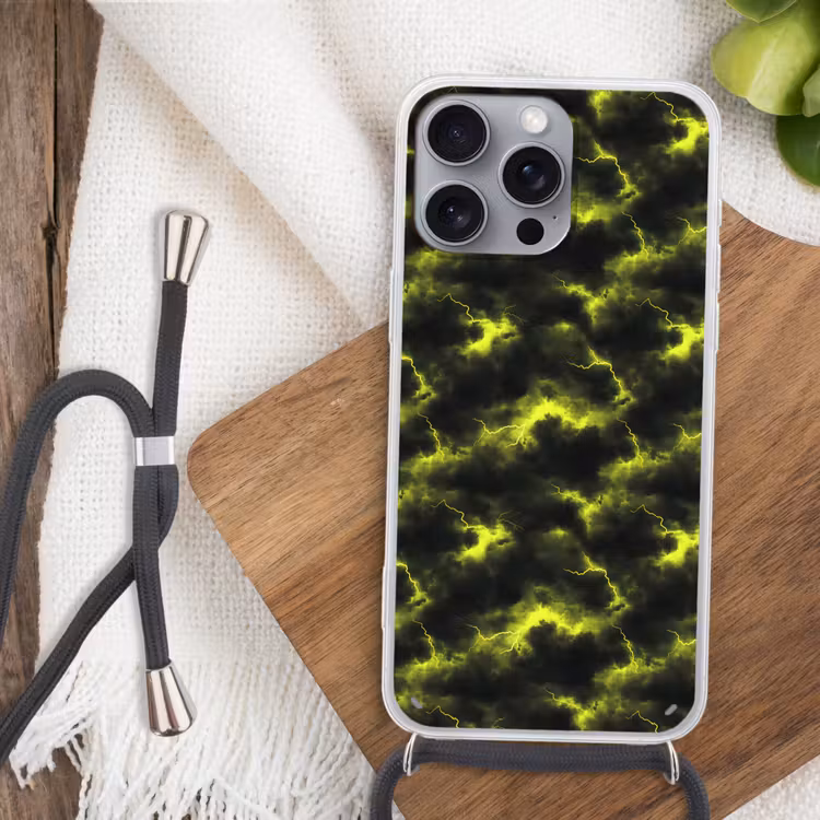 Telefoonhoesje met koord - Geel - Storm - Wolken — 3