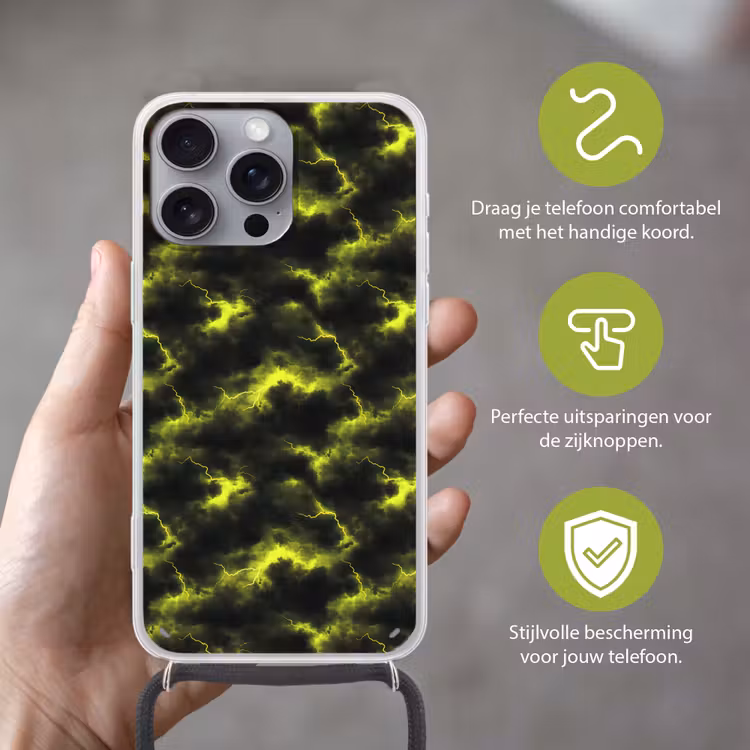Telefoonhoesje met koord - Geel - Storm - Wolken — 4