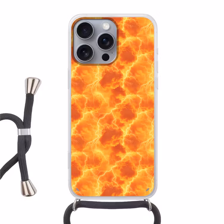 Telefoonhoesje met koord - Bliksem - Storm - Oranje — 1