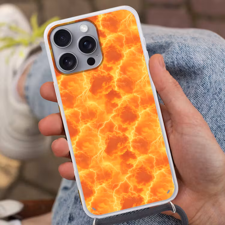 Telefoonhoesje met koord - Bliksem - Storm - Oranje — 2