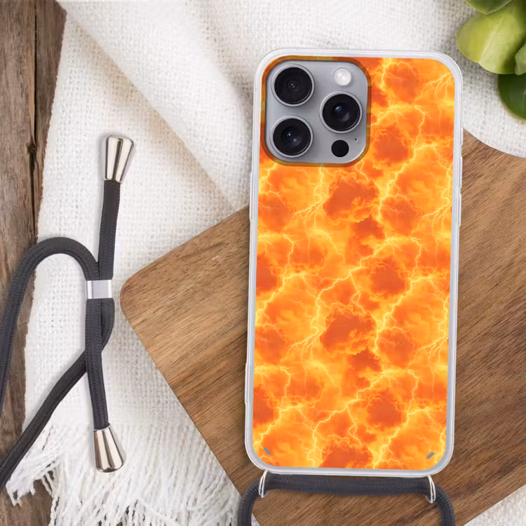 Telefoonhoesje met koord - Bliksem - Storm - Oranje — 3