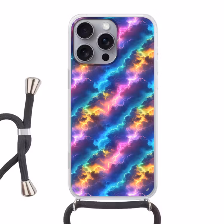 Telefoonhoesje met koord - Storm - Bliksem - Regenboog — 1