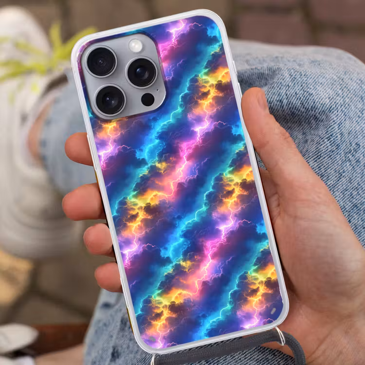 Telefoonhoesje met koord - Storm - Bliksem - Regenboog — 2