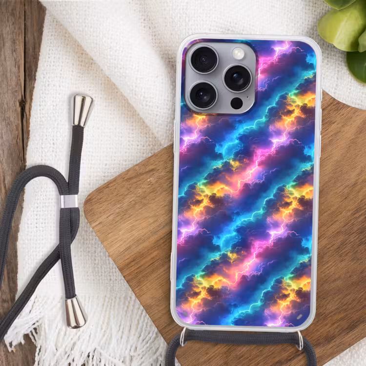 Telefoonhoesje met koord - Storm - Bliksem - Regenboog — 3