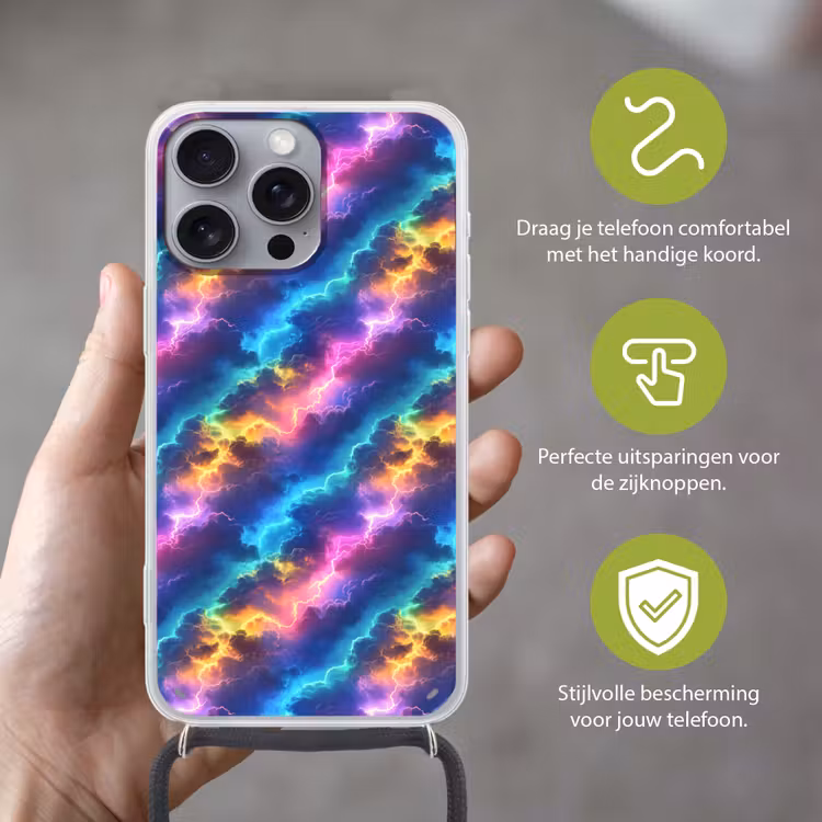 Telefoonhoesje met koord - Storm - Bliksem - Regenboog — 4