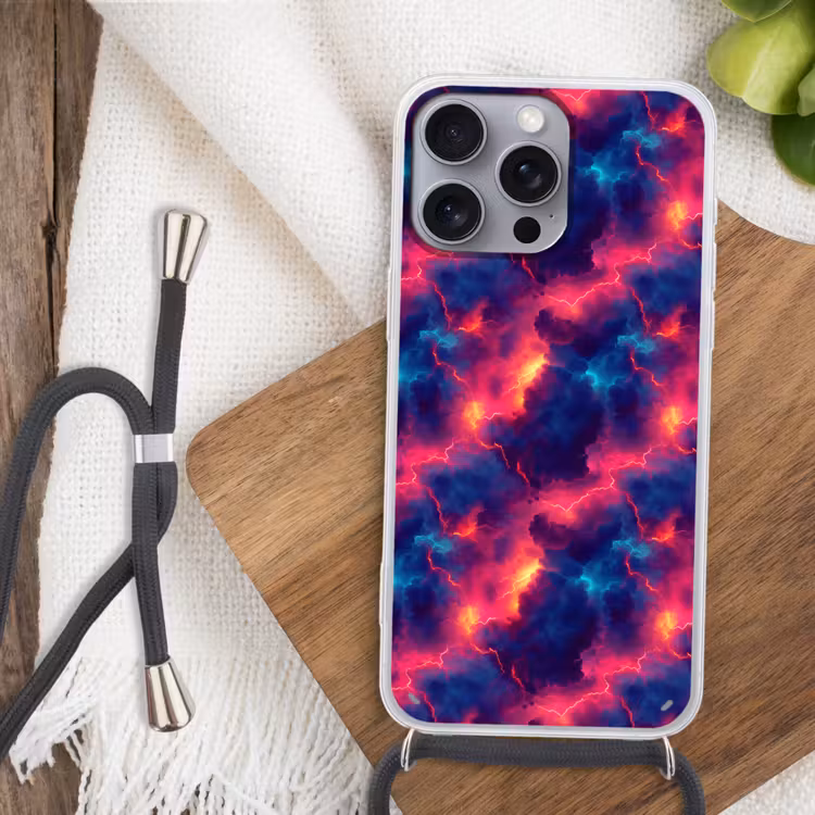 Telefoonhoesje met koord - Bliksem - Wolken - Kleurenrijk — 3