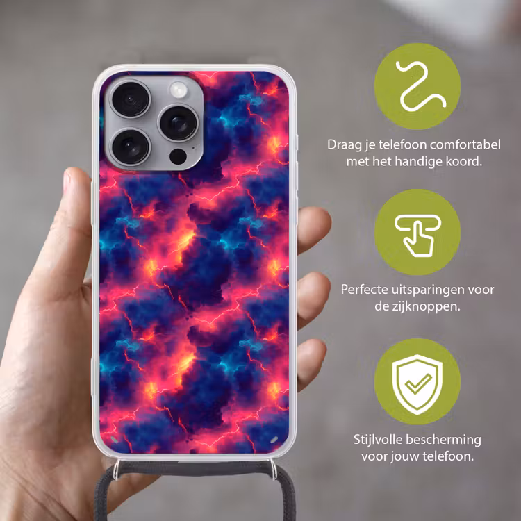 Telefoonhoesje met koord - Bliksem - Wolken - Kleurenrijk — 4