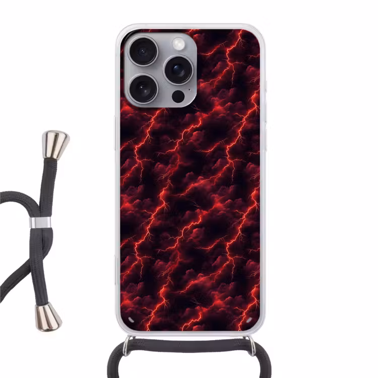 Telefoonhoesje met koord - Rood - Onweer - Bliksem - Wolken — 1