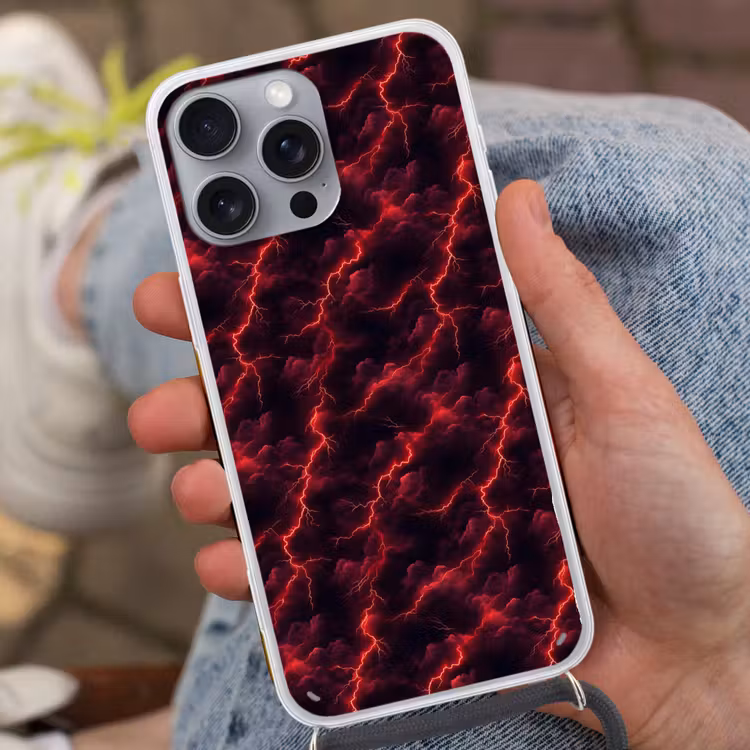Telefoonhoesje met koord - Rood - Onweer - Bliksem - Wolken — 2