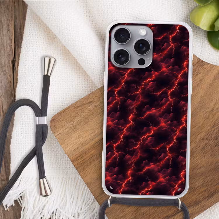 Telefoonhoesje met koord - Rood - Onweer - Bliksem - Wolken — 3