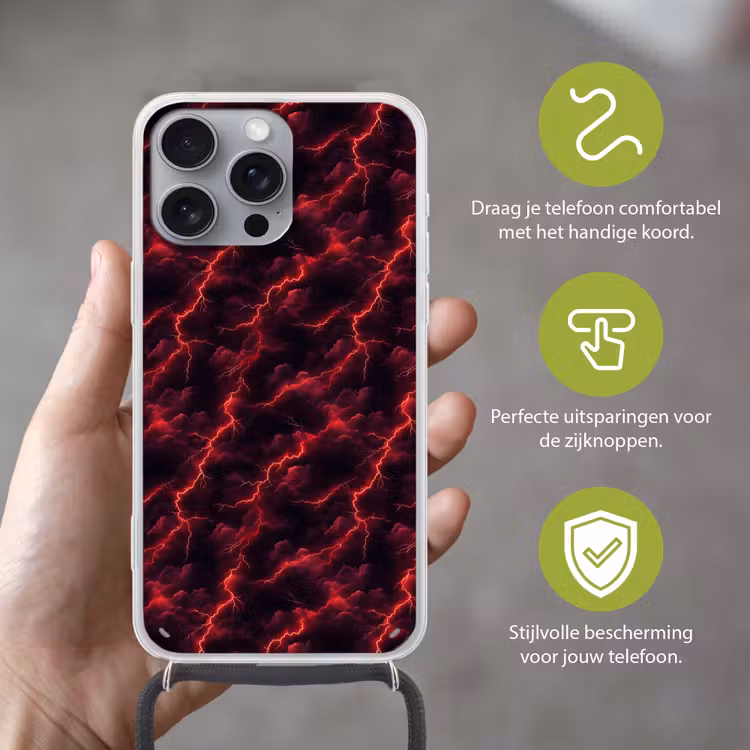 Telefoonhoesje met koord - Rood - Onweer - Bliksem - Wolken — 4