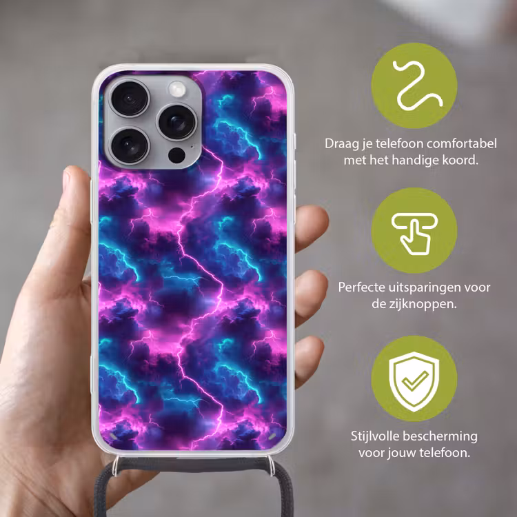 Telefoonhoesje met koord - Elektrisch - Neon - Lucht — 4
