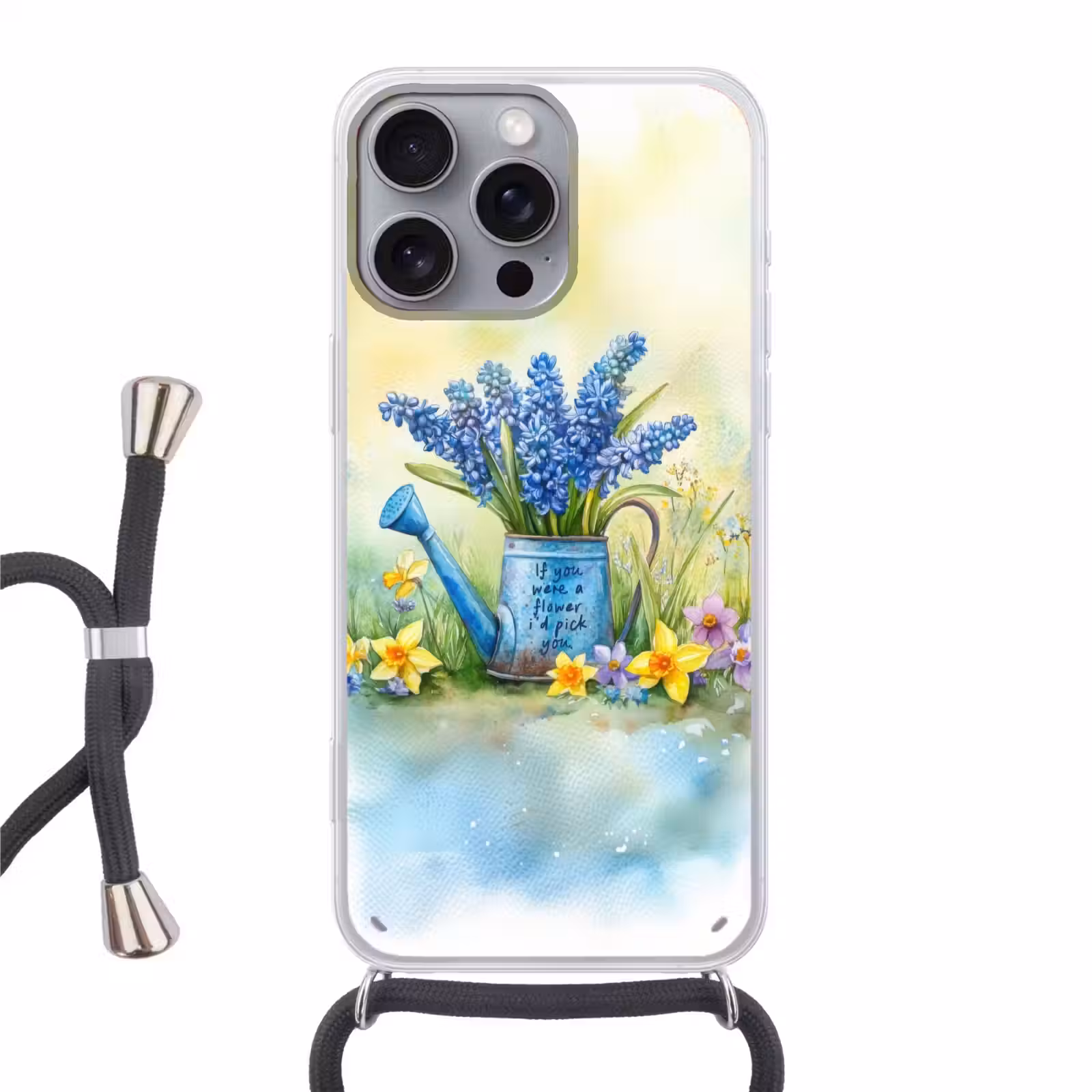 Telefoonhoesje met koord - Lavendelbloemen - Quote - Gieter — 1