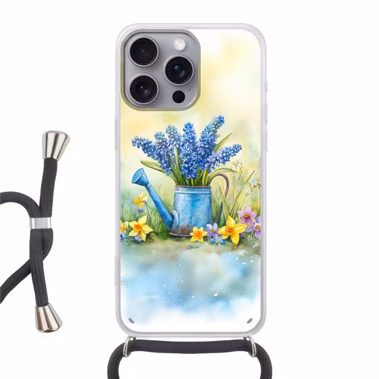 Telefoonhoesje met koord - Gieter - Lavendel - Bloesems — 1