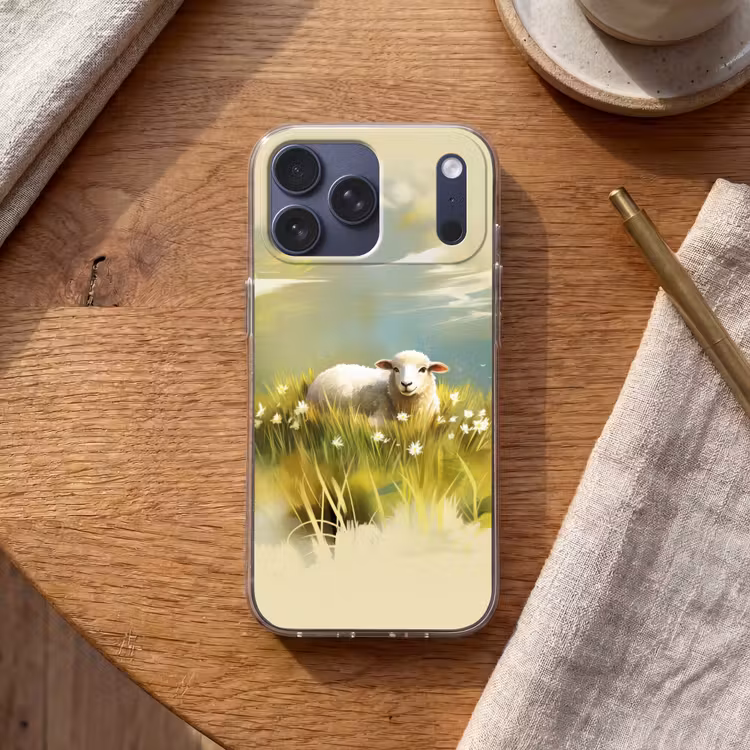 Telefoonhoesje Softcase - Schaap - Weide - Groen — 2