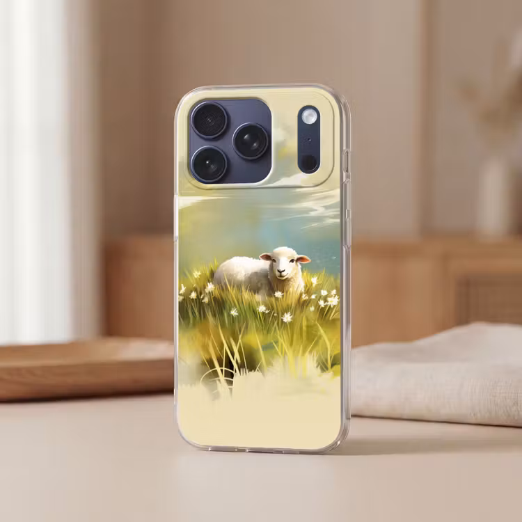 Telefoonhoesje Softcase - Schaap - Weide - Groen — 3