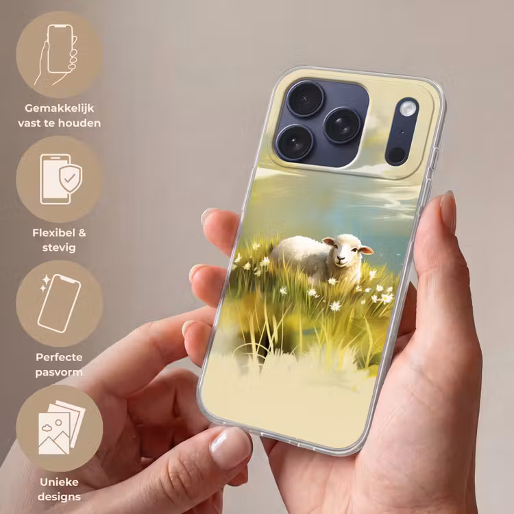 Telefoonhoesje Softcase - Schaap - Weide - Groen — 4
