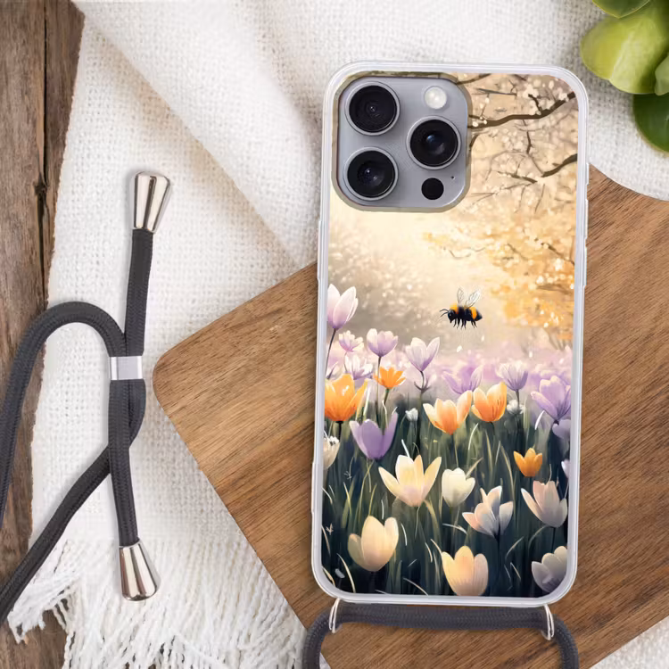 Telefoonhoesje met koord - Viooltjes - bij - Zonlicht — 3